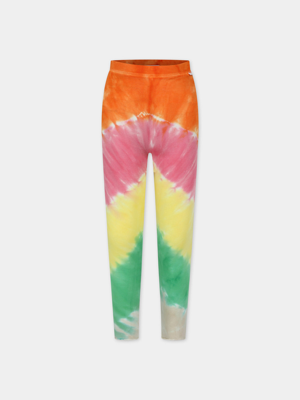 Orange leggings for girl with tie-dye print